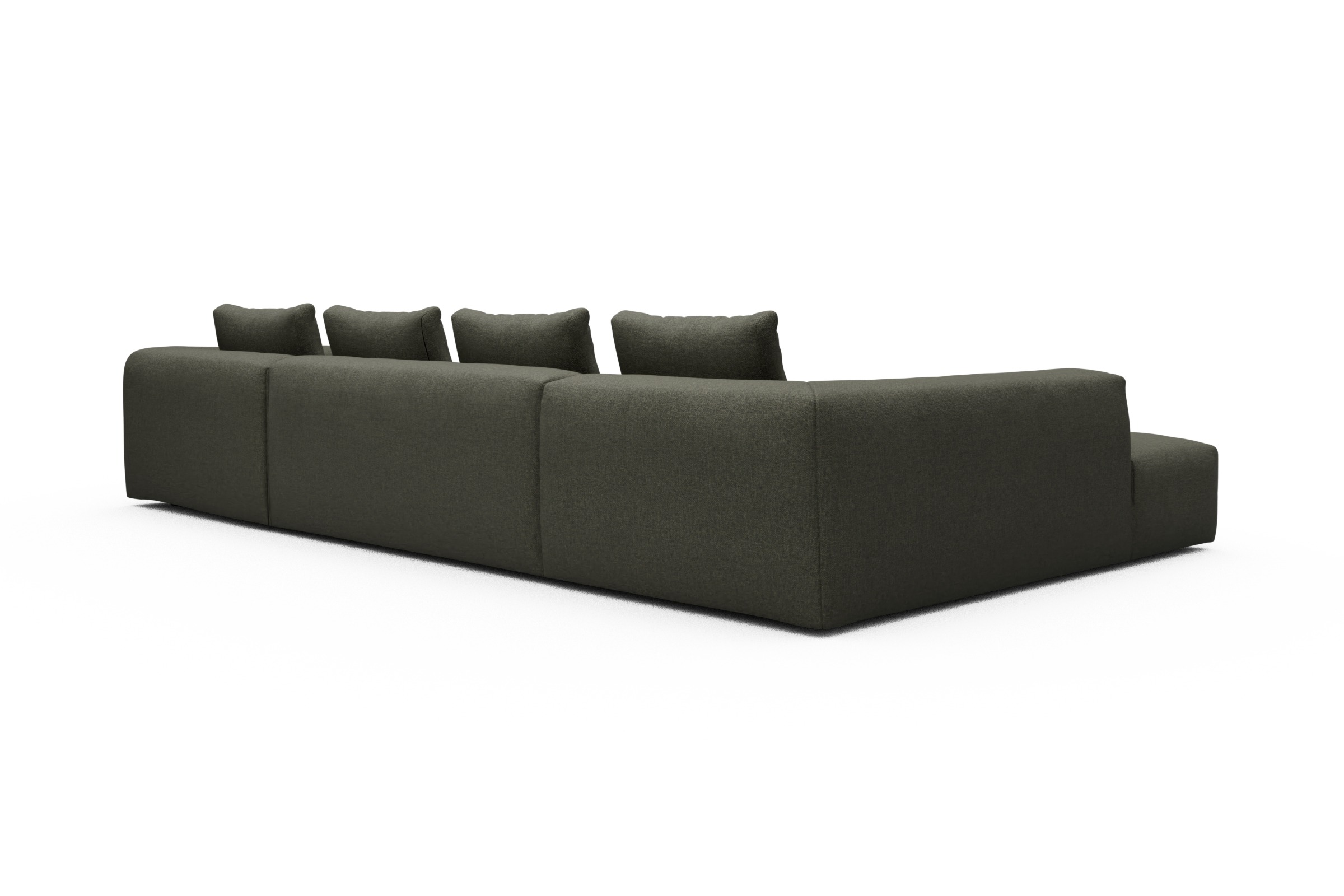 Wohnlandschaft Fred Relax-Ecke links mit 2-Sitzer und Chaiselongue rechts Sama-Winter-Moss