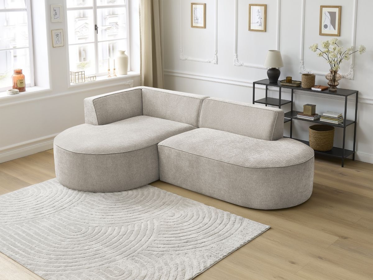 Bobochic Rousseau Ecksofa Strukturstoff Beige Ecke links