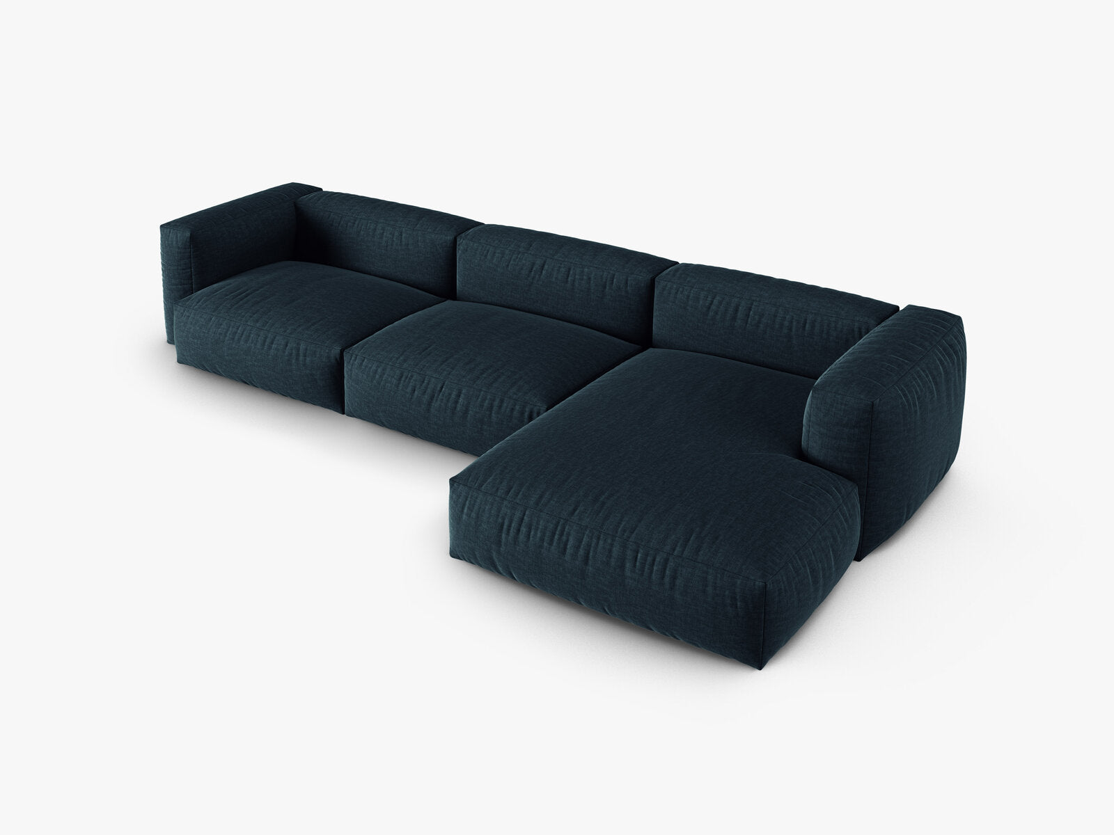 Micadoni Ecksofa Martina 3-Sitzer 90cm Sitztiefe Rechts Strukturierter Stoff Boston Jeansblau