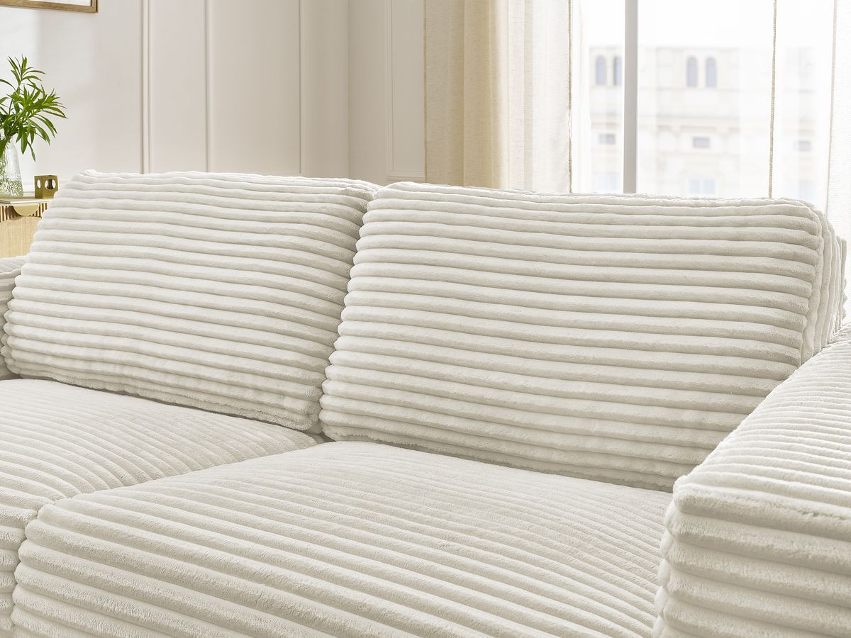 Bobochic Hugo Schlafsofa 3-Sitzer Cordsamt Beige, Liegefläche 140 × 190 cm