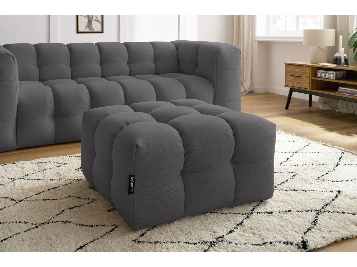 Bobochic Cloud Sofa 4-Sitzer mit Pouf Stoff Dunkelgrau