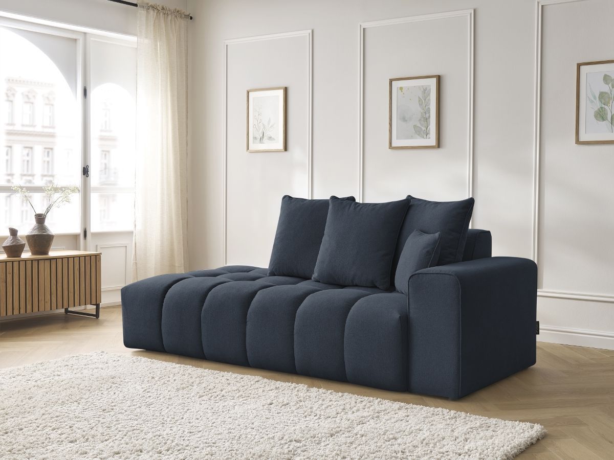 Bobochic Mont-blanc Sofa 4-Sitzer Melange-Stoff Dunkelblau Armlehne rechts
