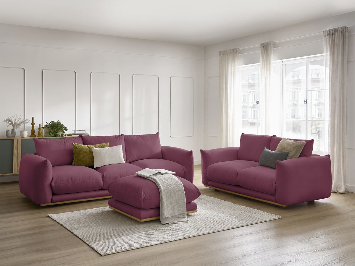 Bobochic Ernest Sofa 6-Sitzer mit Pouf Stoff Rot
