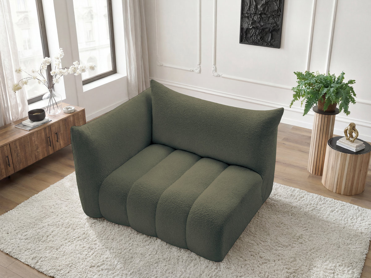 Bobochic Azra Sofamodul 2-Sitzer 143 × 112 cm Bouclé-Stoff Grün Ecke links