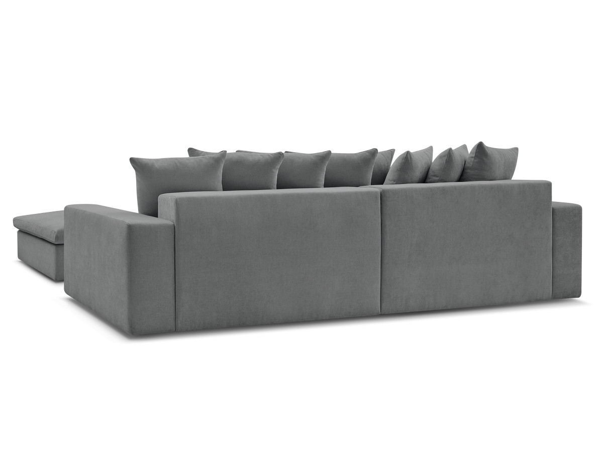 Bobochic Enore Ecksofa mit Pouf Stoff Dunkelgrau Ecke rechts