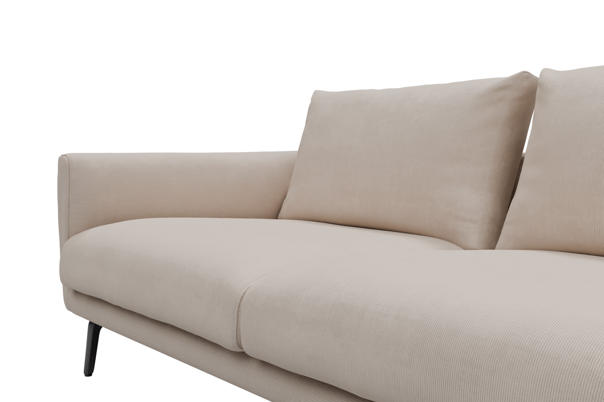 Ecksofa Karl Chaiselongue rechts mit 2,5-Sitzer Cordufine-Off-White