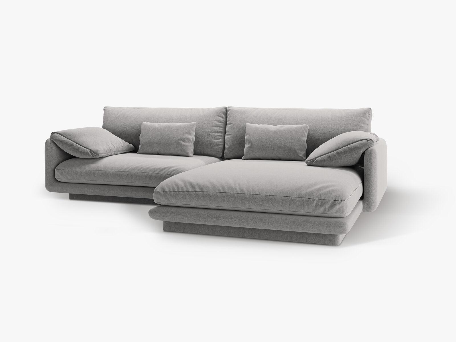 Micadoni Ecksofa Torino 4-Sitzer Rechts Strukturierter Stoff Hellgrau