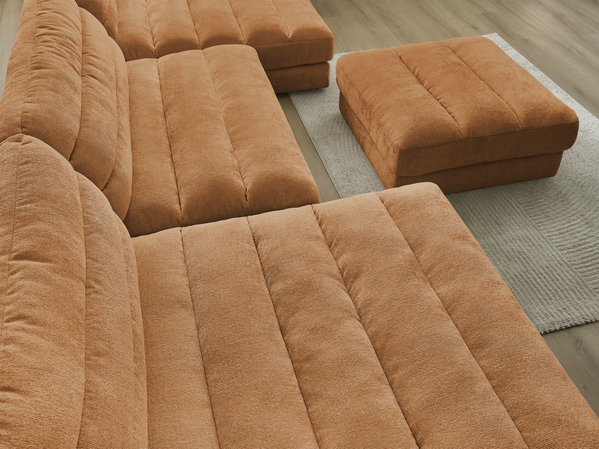Bobochic Sierra Wohnlandschaft mit Pouf Strukturstoff Orange