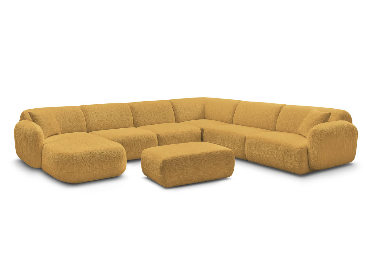 Bobochic Anda Wohnlandschaft mit Pouf 373 × 289 cm Chenille Gelb Ecke rechts