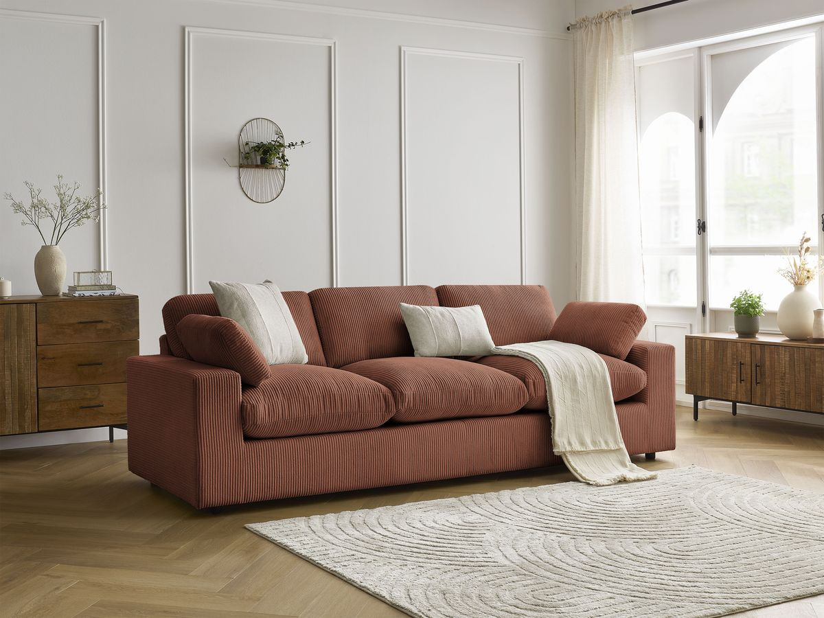 Bobochic Belair Sofa 3-Sitzer 250 × 93 cm Cordsamt Orange