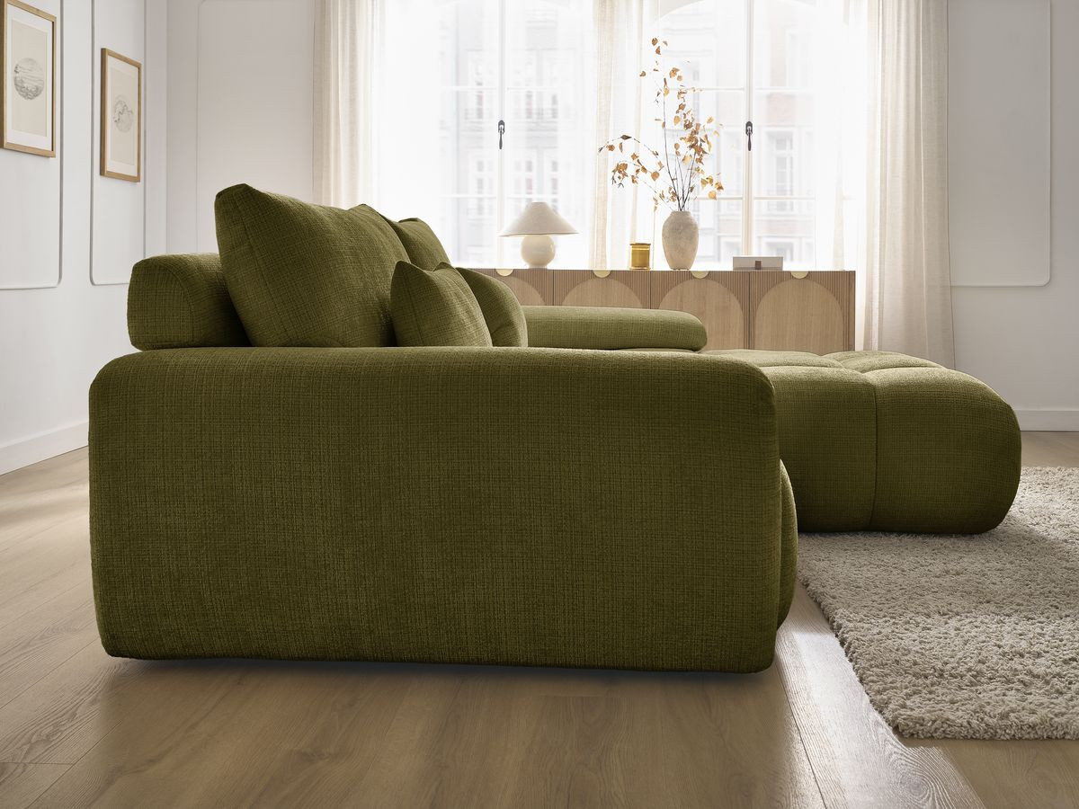 Bobochic Ivane Ecksofa Strukturstoff Grün Ecke rechts