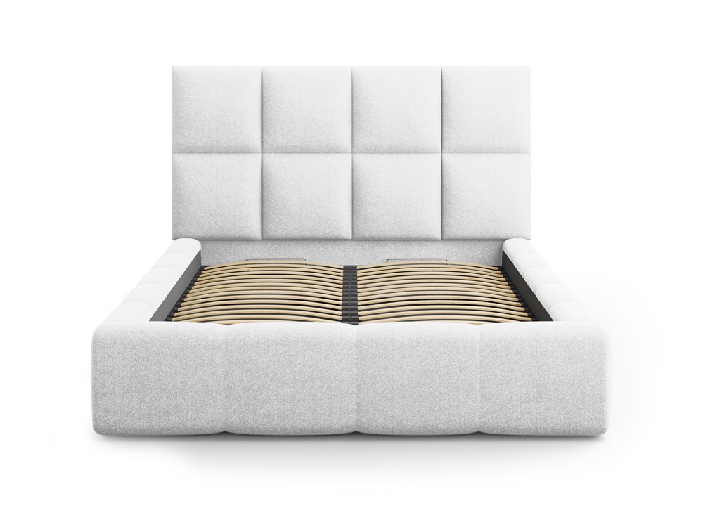 Cosmopolitan Design Stauraumbett mit Kopfteil Livigno 160x200 Strukturierter Stoff Solid Kaltes Hellgrau