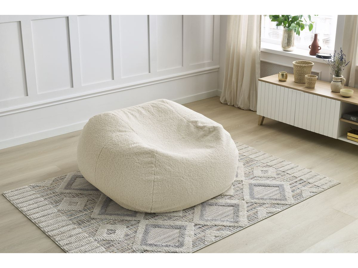 Bobochic Meribel Pouf Bouclé-Stoff Beige