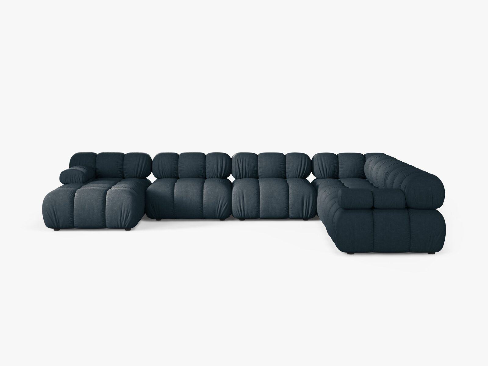 Micadoni Modulares Panorama Ecksofa Bellis 8-Sitzer Rechts Strukturierter Stoff Liberty Dunkel Petrol