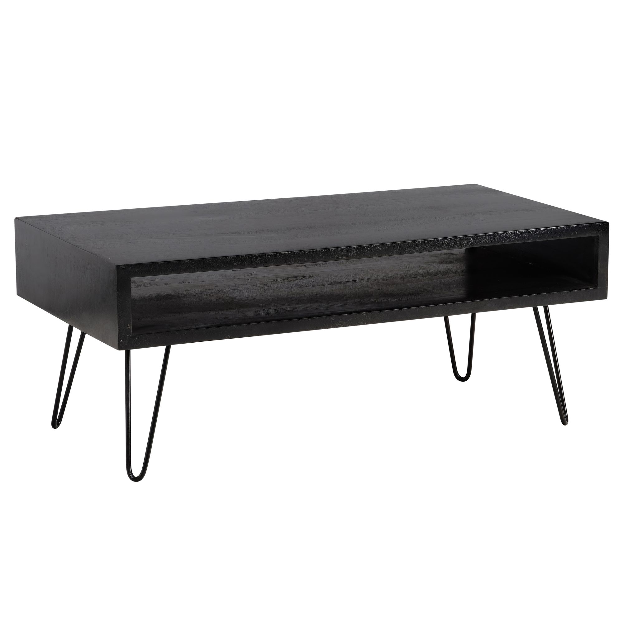 Couchtisch Vestby Massivholz Schwarz 100 × 50 × 40 cm