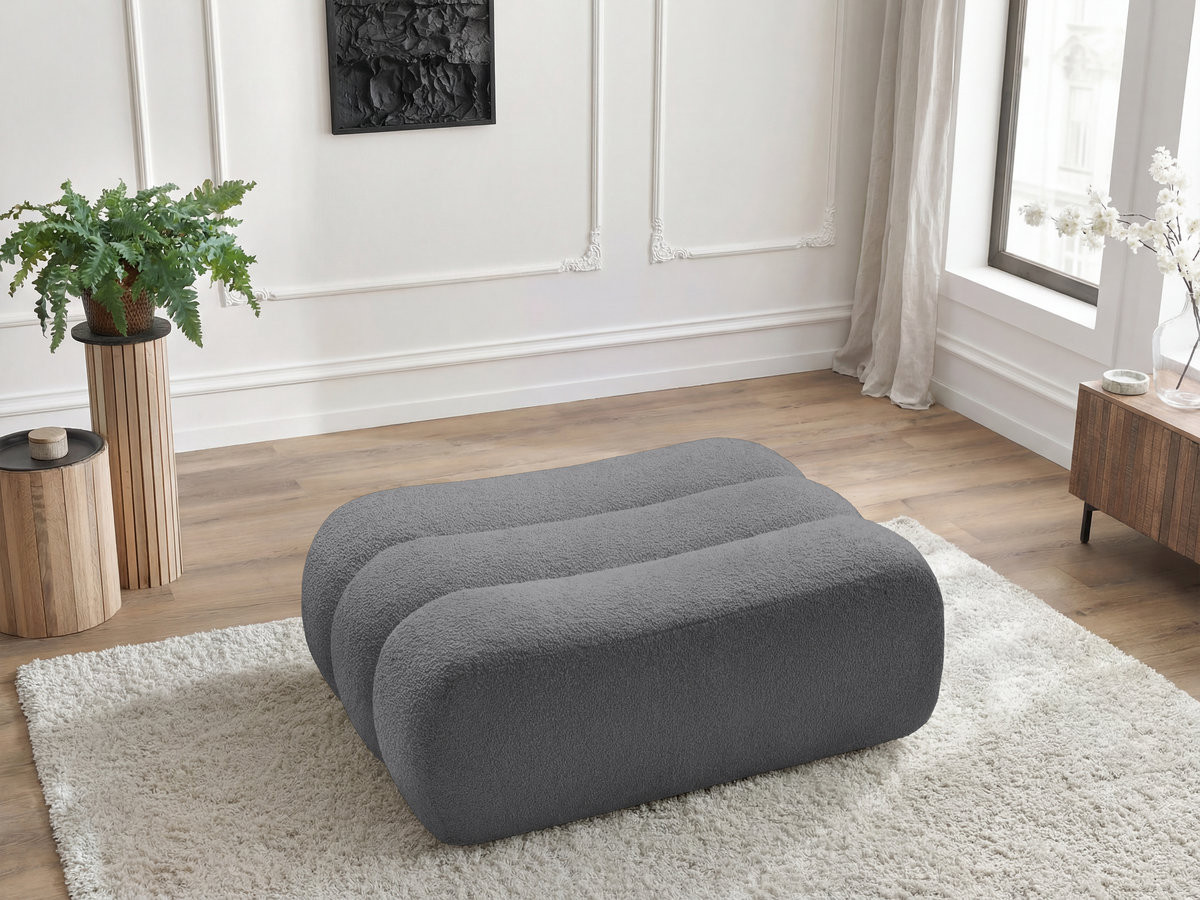 Bobochic Azra Pouf Bouclé-Stoff Dunkelgrau