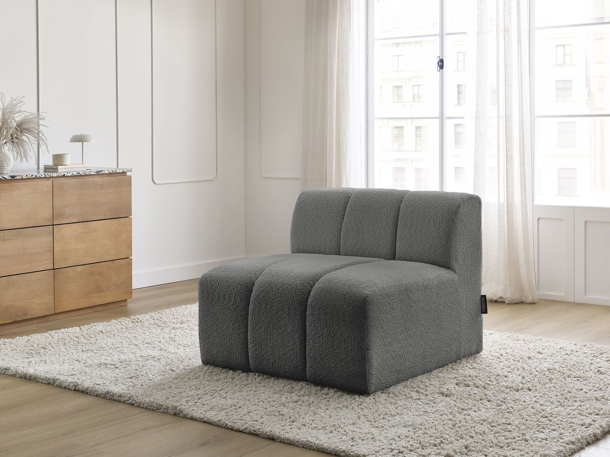 Bobochic Annecy Sofamodul 1-Sitzer Bouclé-Stoff Dunkelgrau