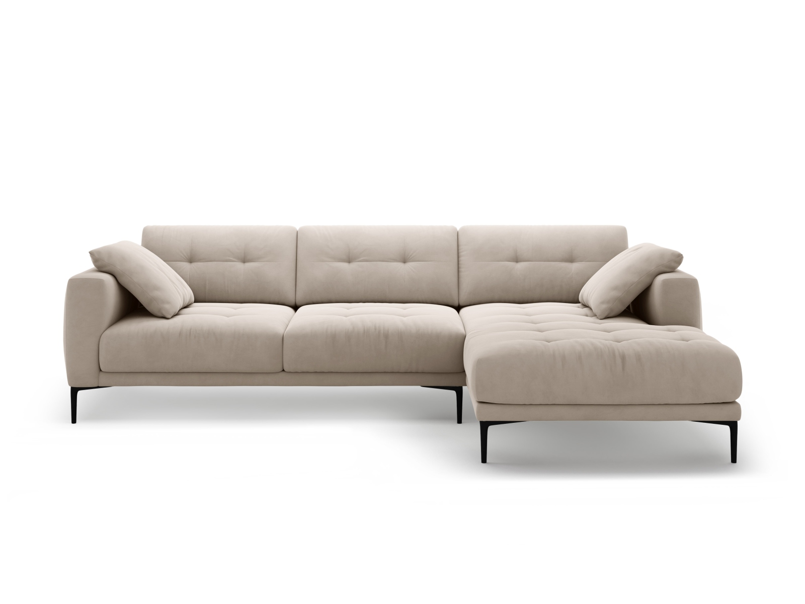 Micadoni Ecksofa Bemy 3-Sitzer Rechts Samt Beige