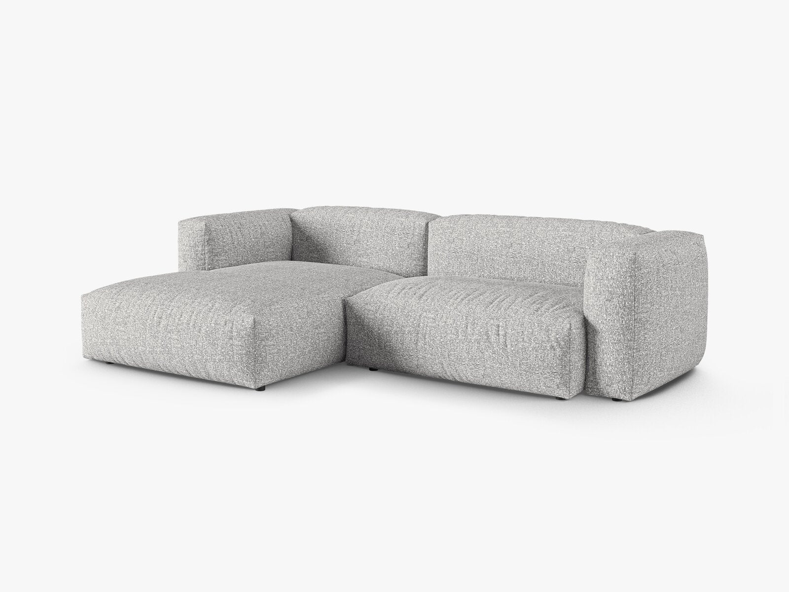 Micadoni Ecksofa Martina 2-Sitzer 90cm Sitztiefe Links Boucle Monet Silber