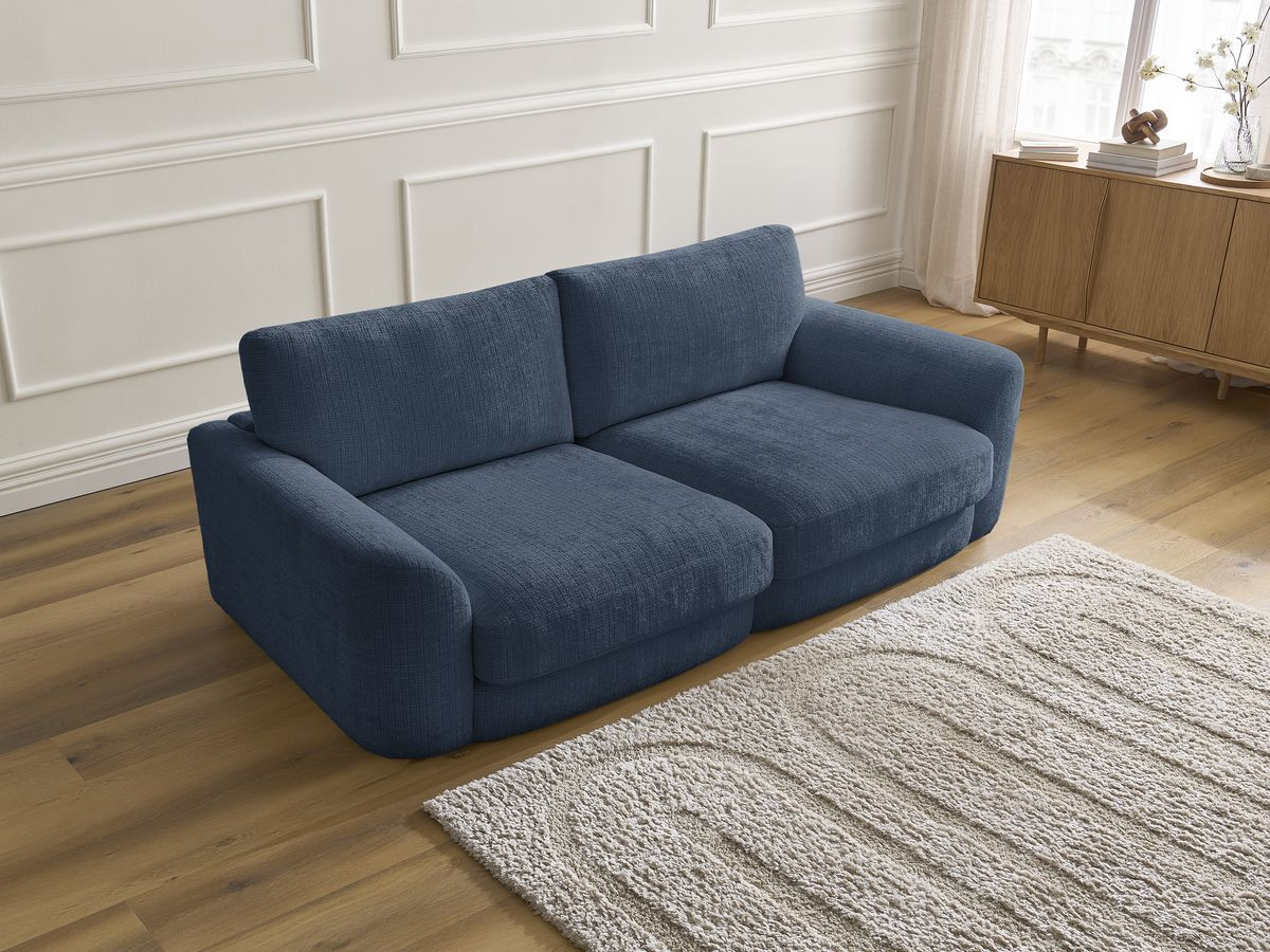 Bobochic Leonore Sofa 3-Sitzer Strukturstoff Dunkelblau
