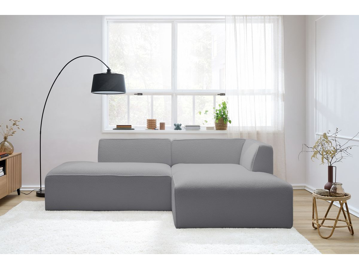 Bobochic Megeve Ecksofa Bouclé-Stoff Hellgrau Ecke rechts