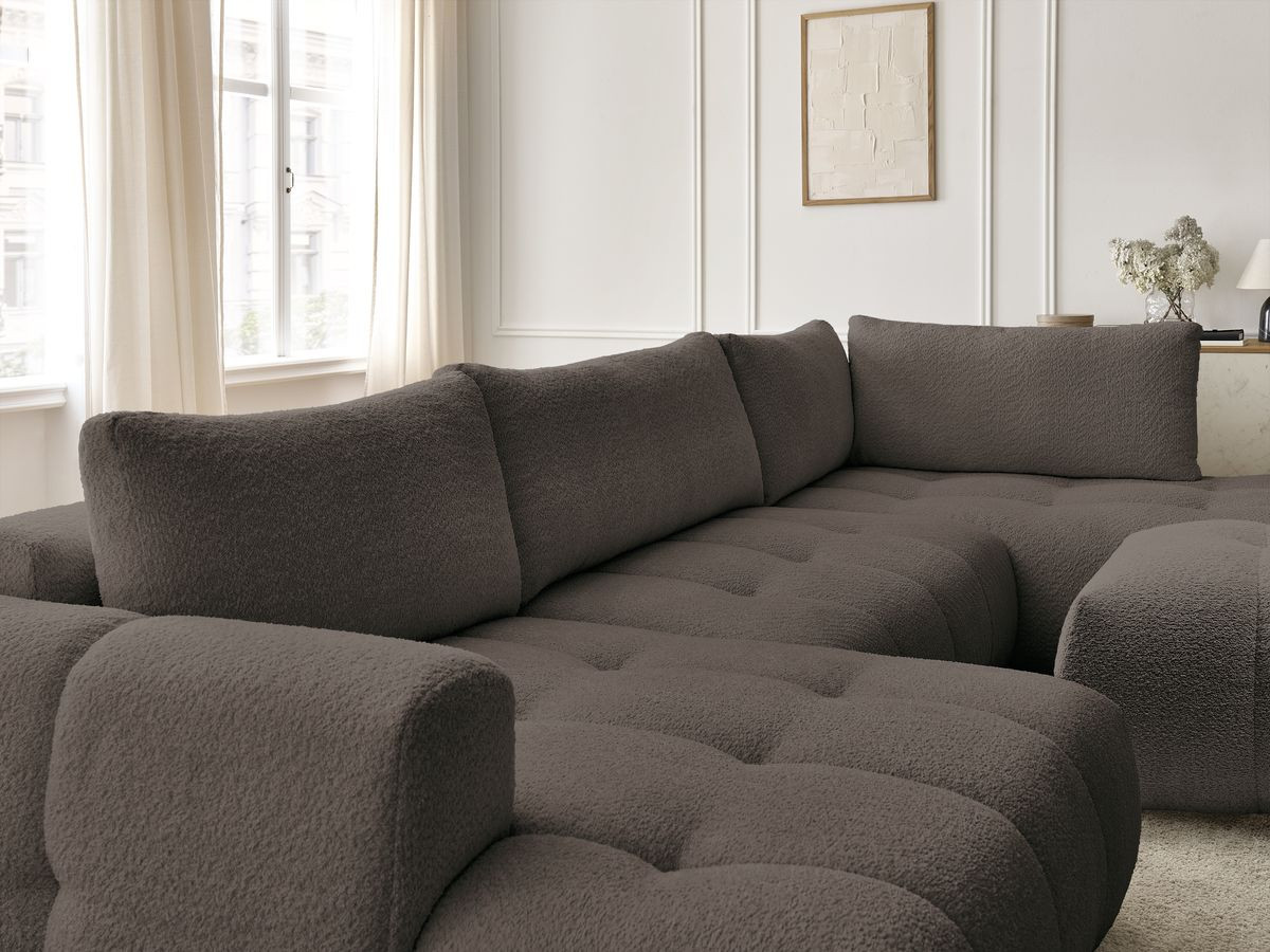 Bobochic Fuji Wohnlandschaft mit Pouf Bouclé-Stoff Braun Ecke links