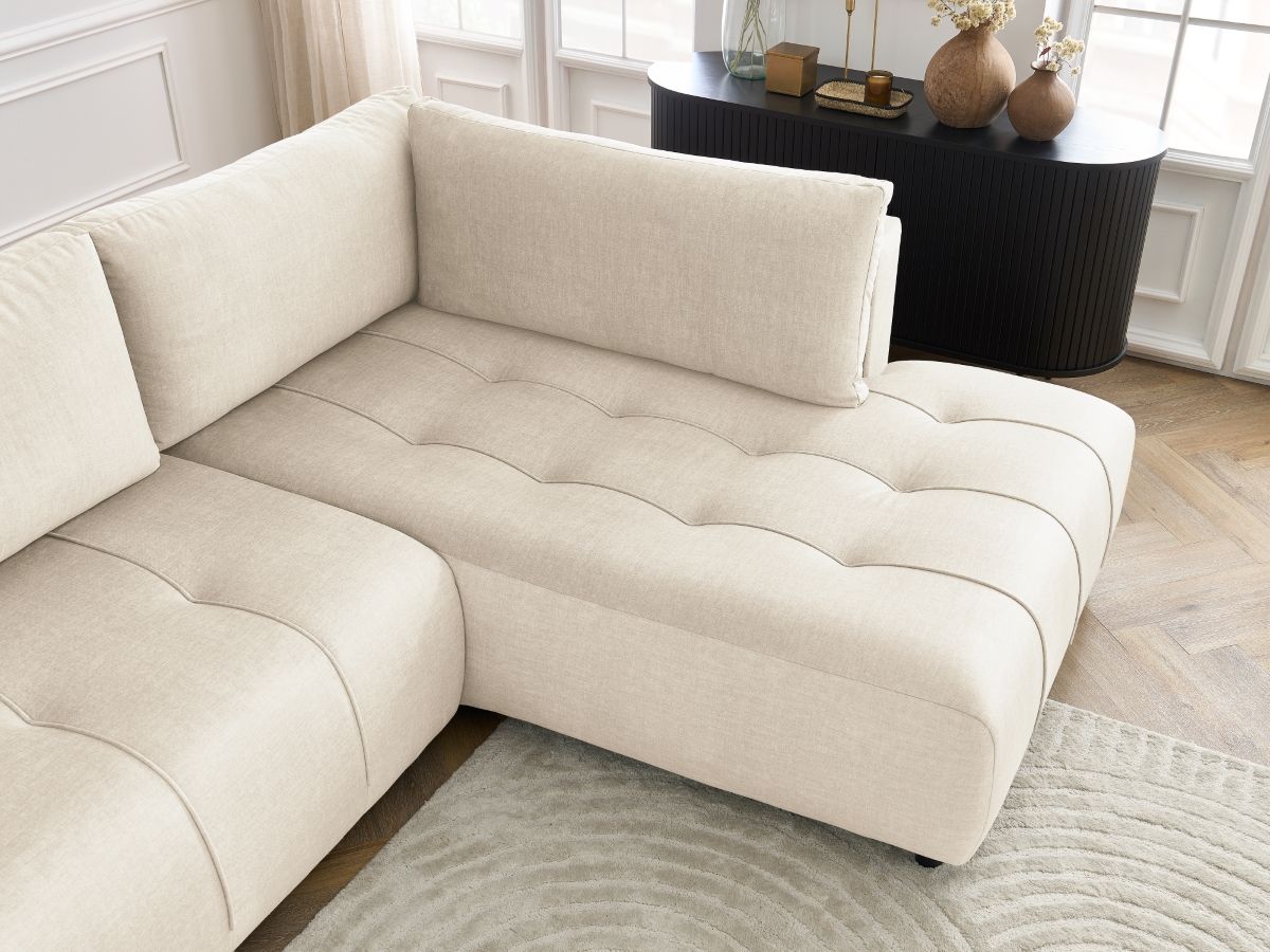 Bobochic Arsene Ecksofa mit Schlaffunktion und Bettkasten 277 × 200 cm Samt Beige Ecke rechts