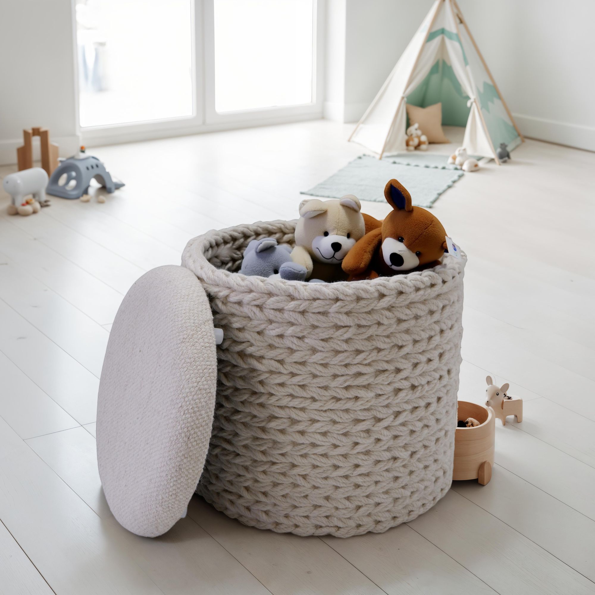 Sitzhocker Orkdal Stoff Creme
