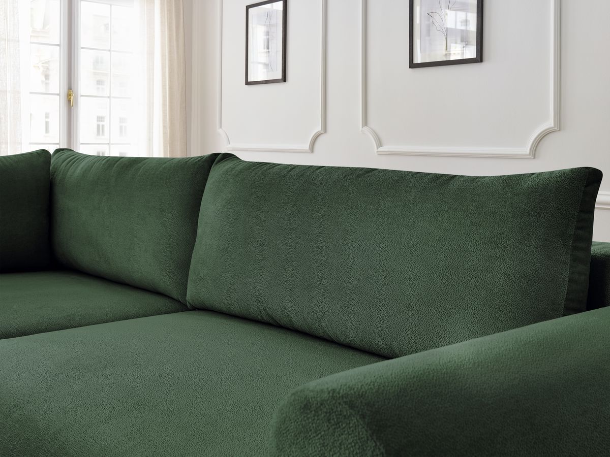 Bobochic Lucien Ecksofa mit Schlaffunktion und Bettkasten 296 × 198 cm Stoff Grün Ecke links