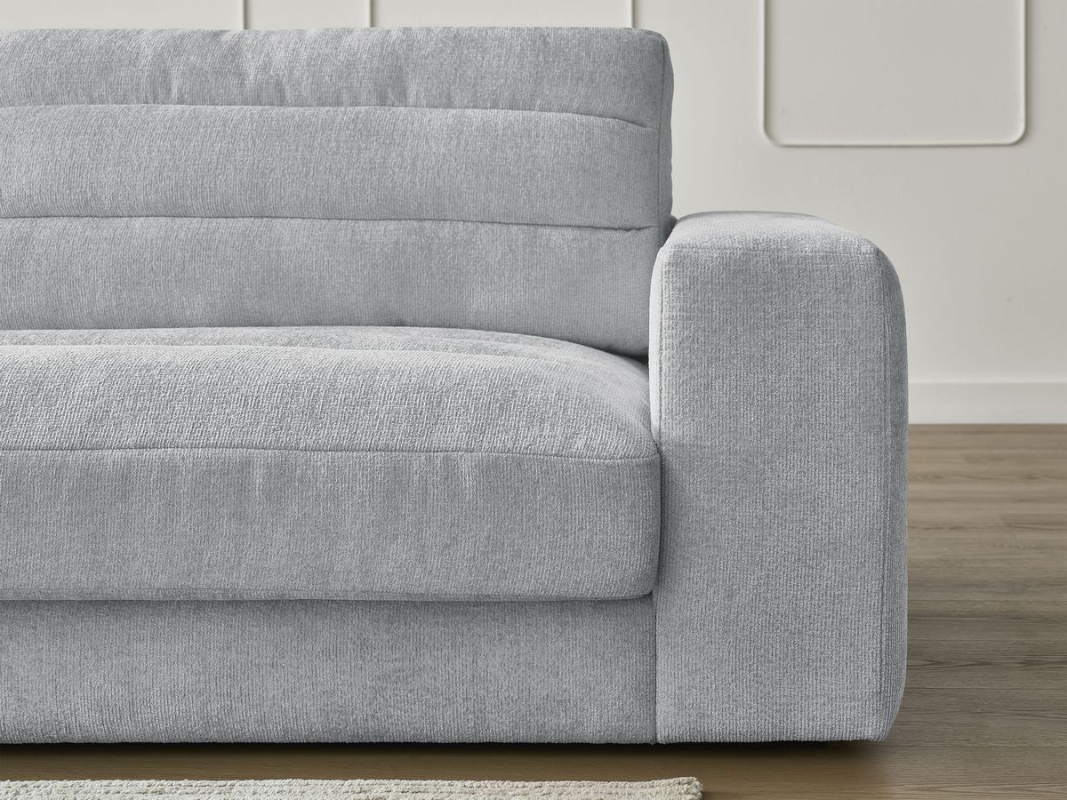 Bobochic Sierra Ecksofa mit Pouf Strukturstoff Hellgrau Ecke links