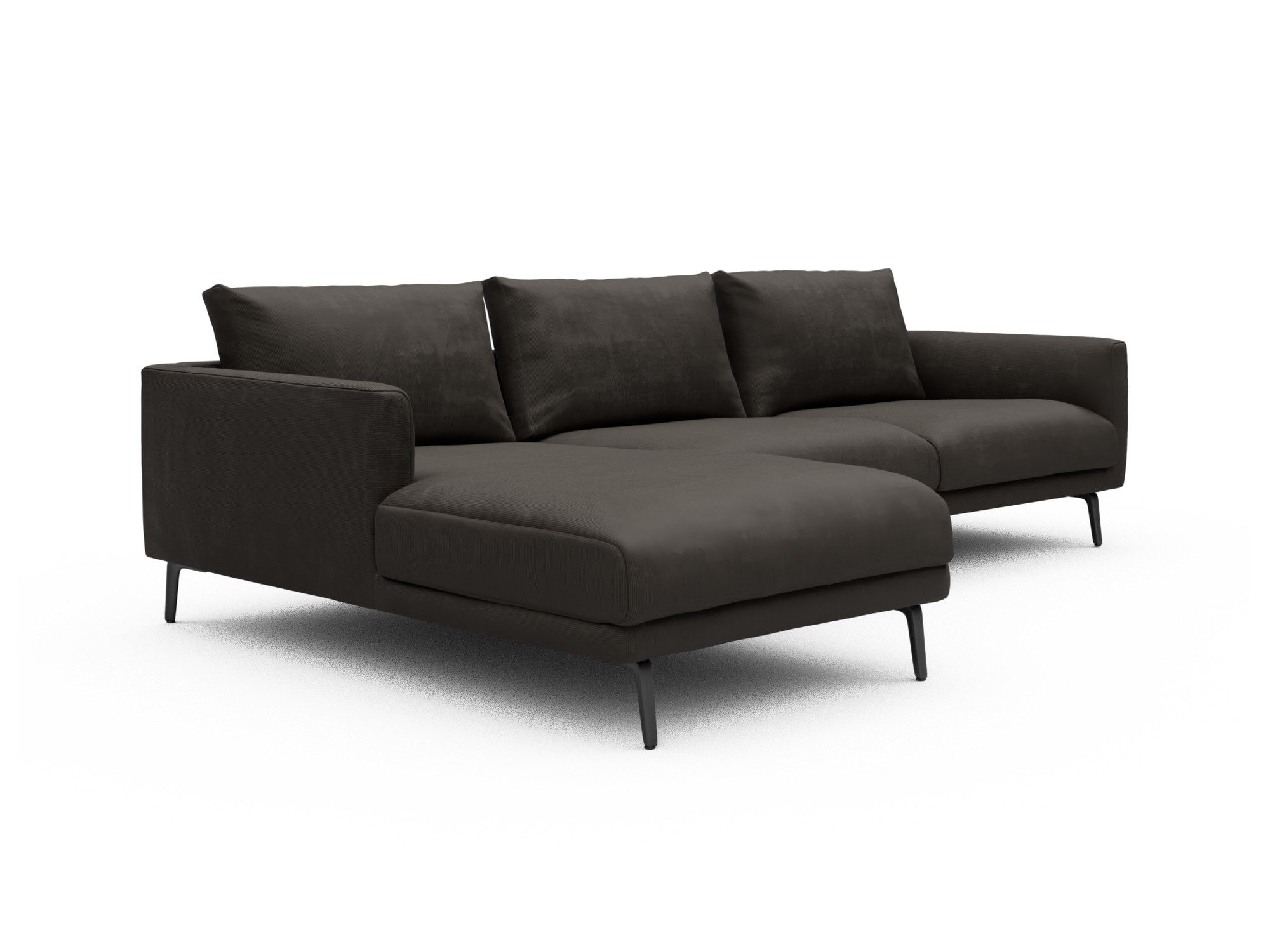 Skandi Home Ecksofa Karl Chaiselongue links mit 2,5-Sitzer Cordufine-Taupe moebelfaktor