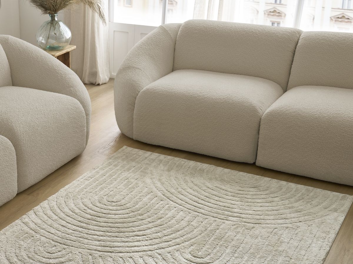 Bobochic Tina Sofa 5-Sitzer Bouclé-Stoff Beige