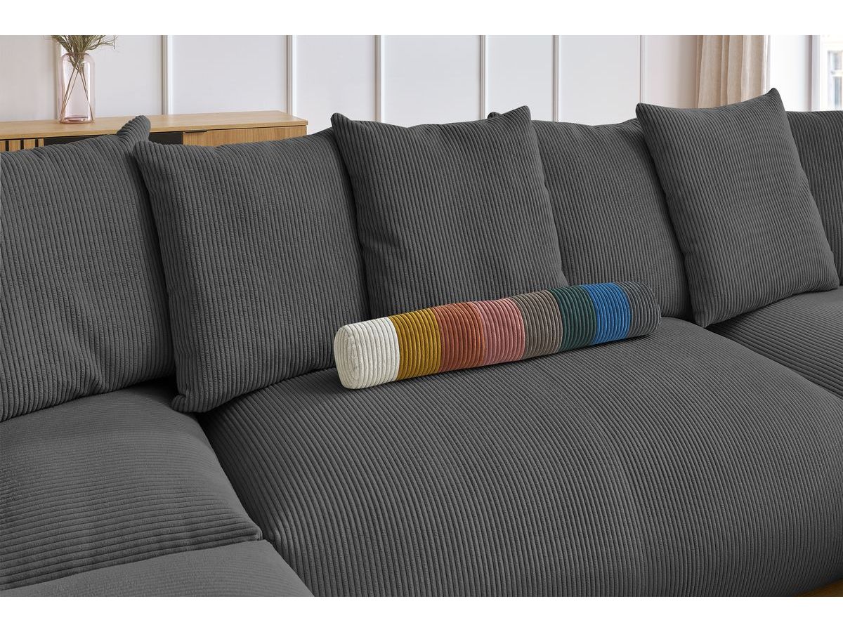 Bobochic Voltaire Wohnlandschaft 356 × 214 cm Cordsamt Dunkelgrau Ecke rechts