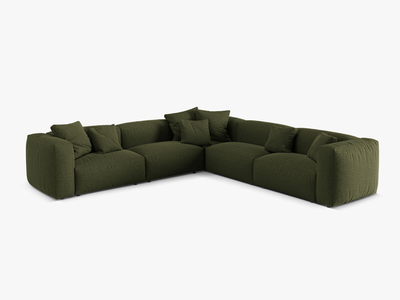Micadoni modulares symmetrisches Ecksofa XL Martina 5-Sitzer Strukturierter Stoff Boston Grün