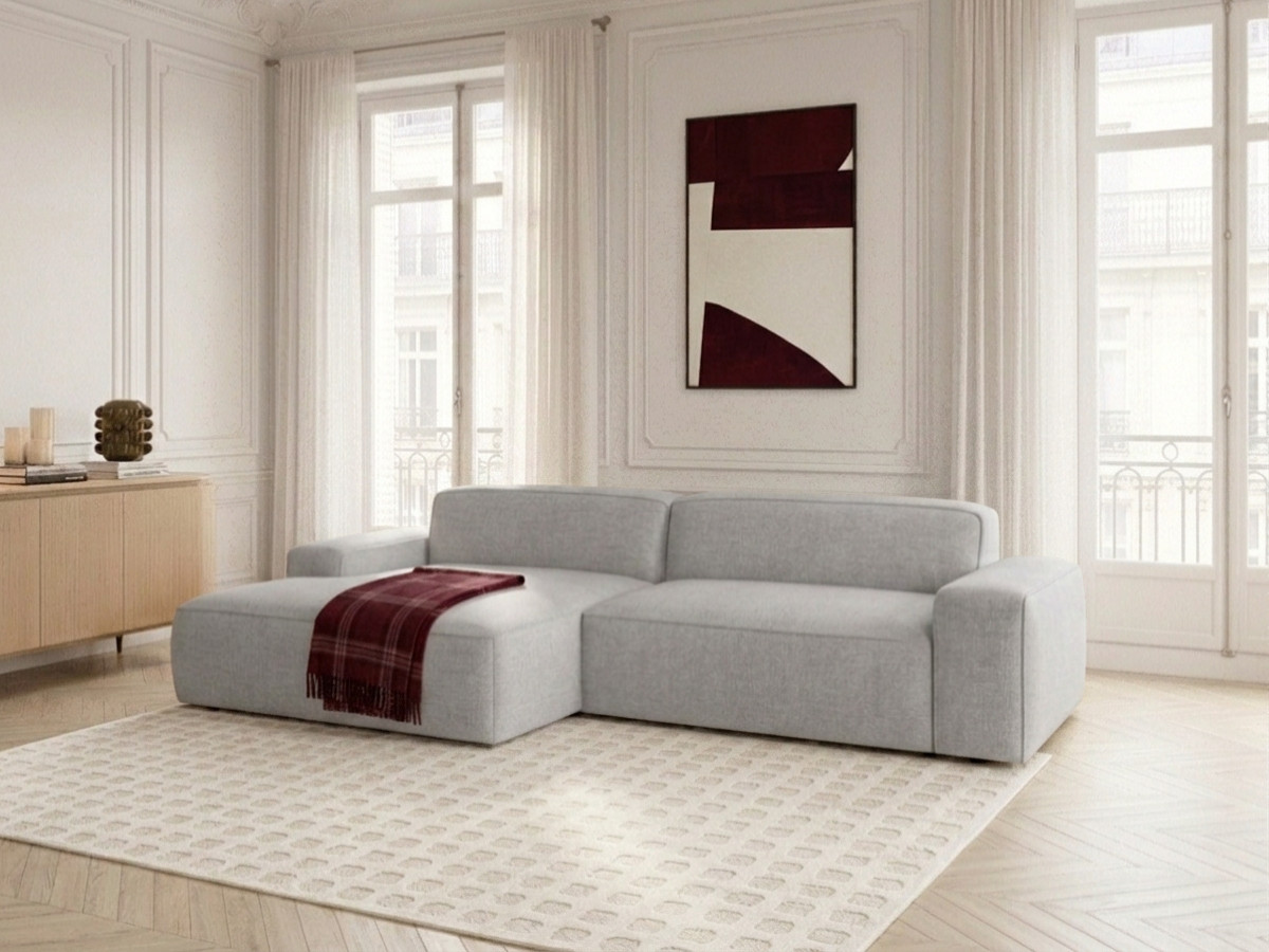 Bobochic Abel Ecksofa mit Schlaffunktion Melange-Stoff Grau Ecke links