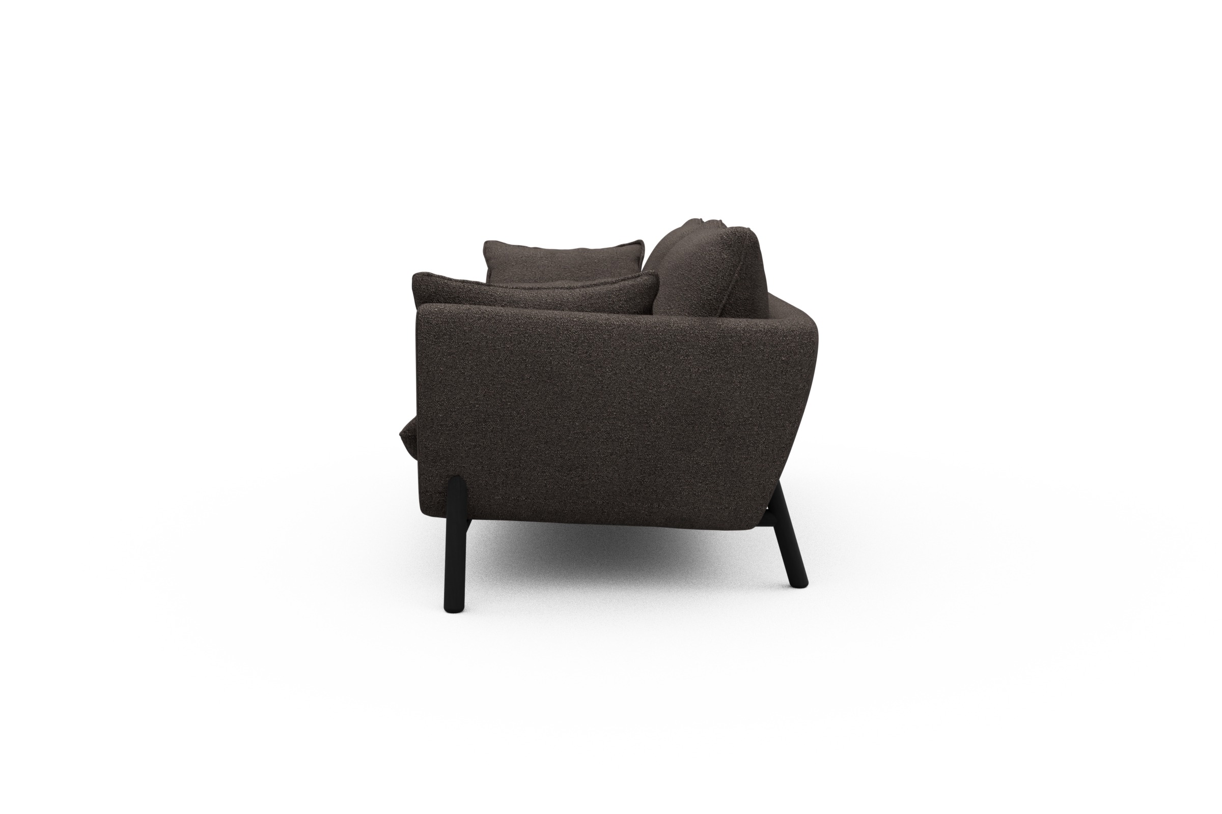 Sofa Emil 2-Sitzer Beinfarbe Eiche Schwarz Boucle-Taupe