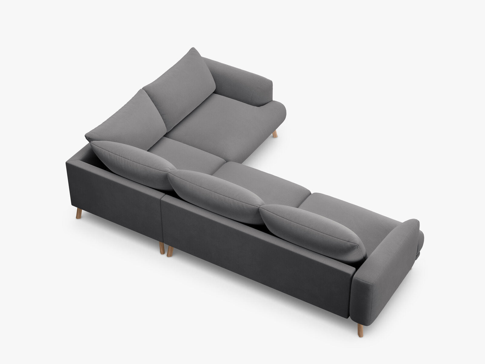 Micadoni Ecksofa Naomi 4-Sitzer große Version Rechts Samt Salvador Grau