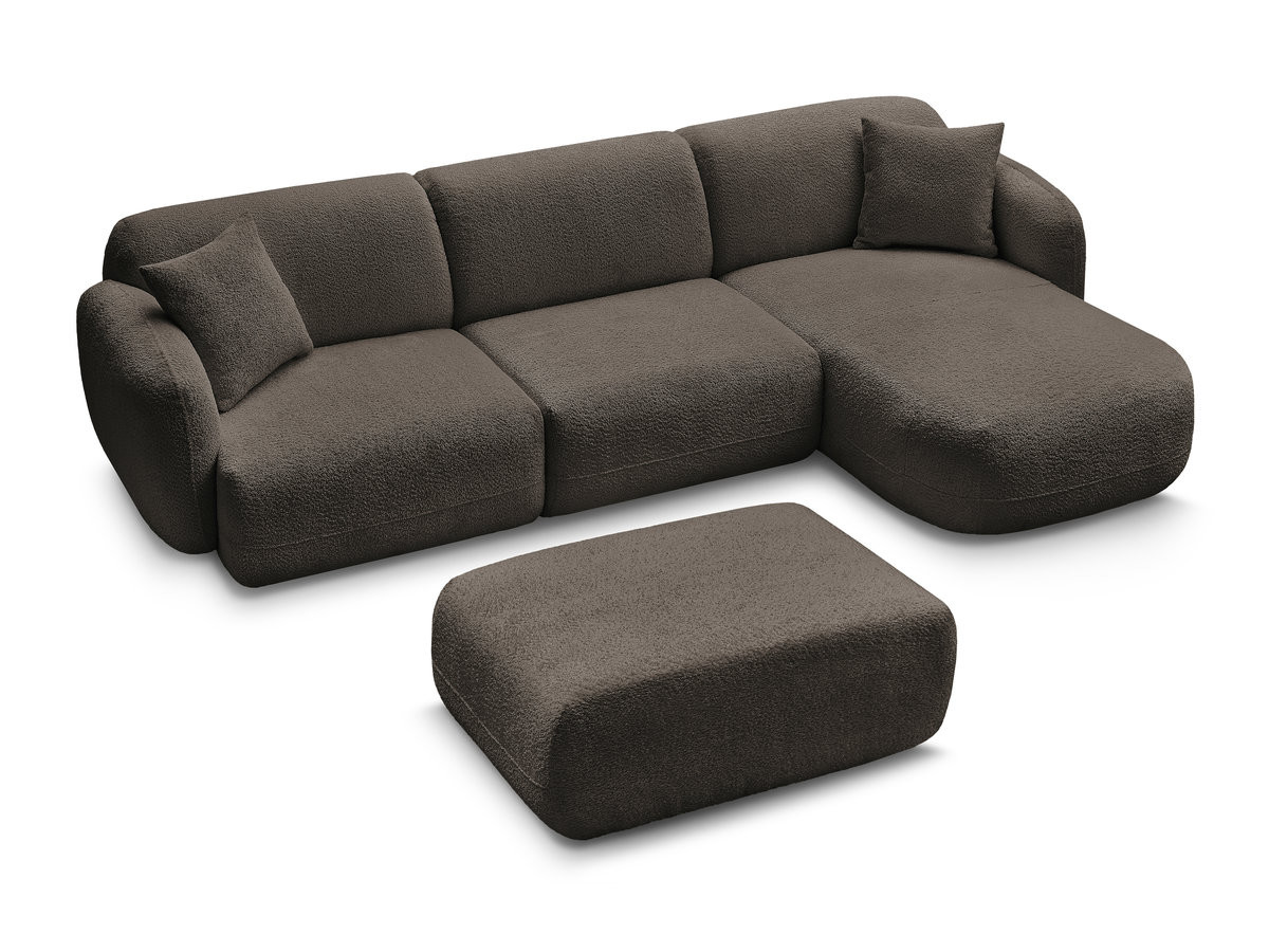 Bobochic Anda Ecksofa mit Pouf 292 × 163 cm Chenille Braun Ecke rechts
