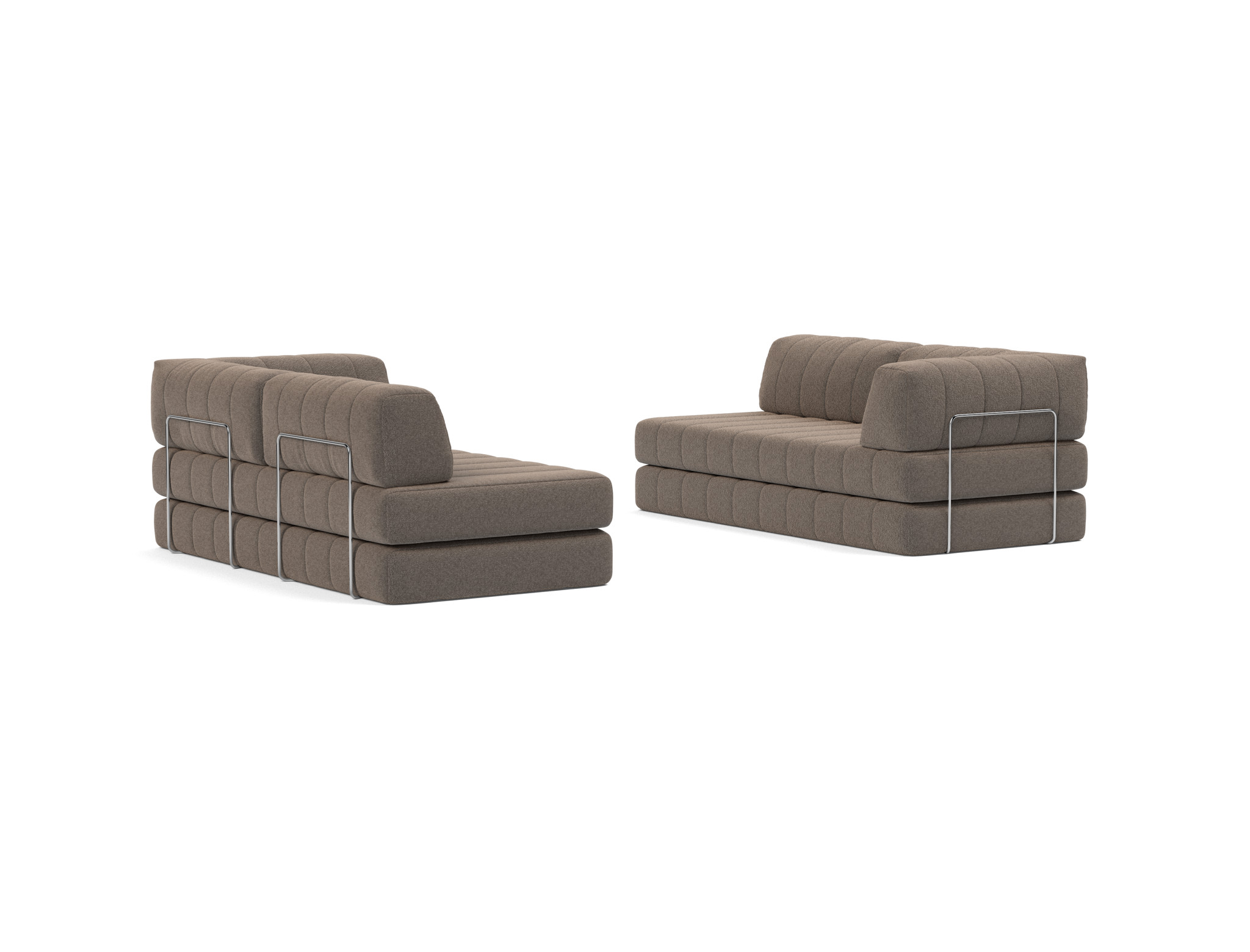 Eck-Schlafsofa CozyPad L-Form mit Armlehne Boucle Skandi 530-Taupe
