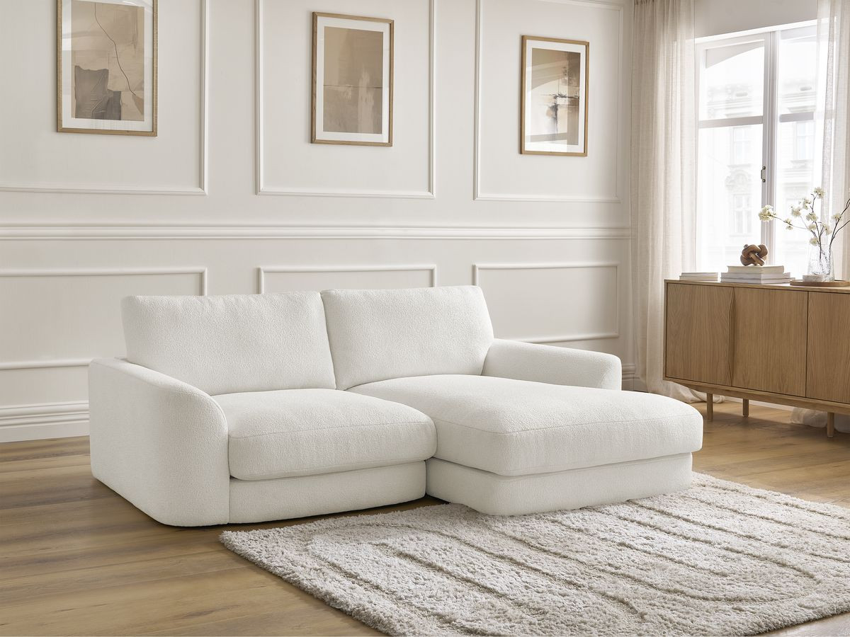 Bobochic Leonore Ecksofa Bouclé-Stoff Weiß Ecke rechts