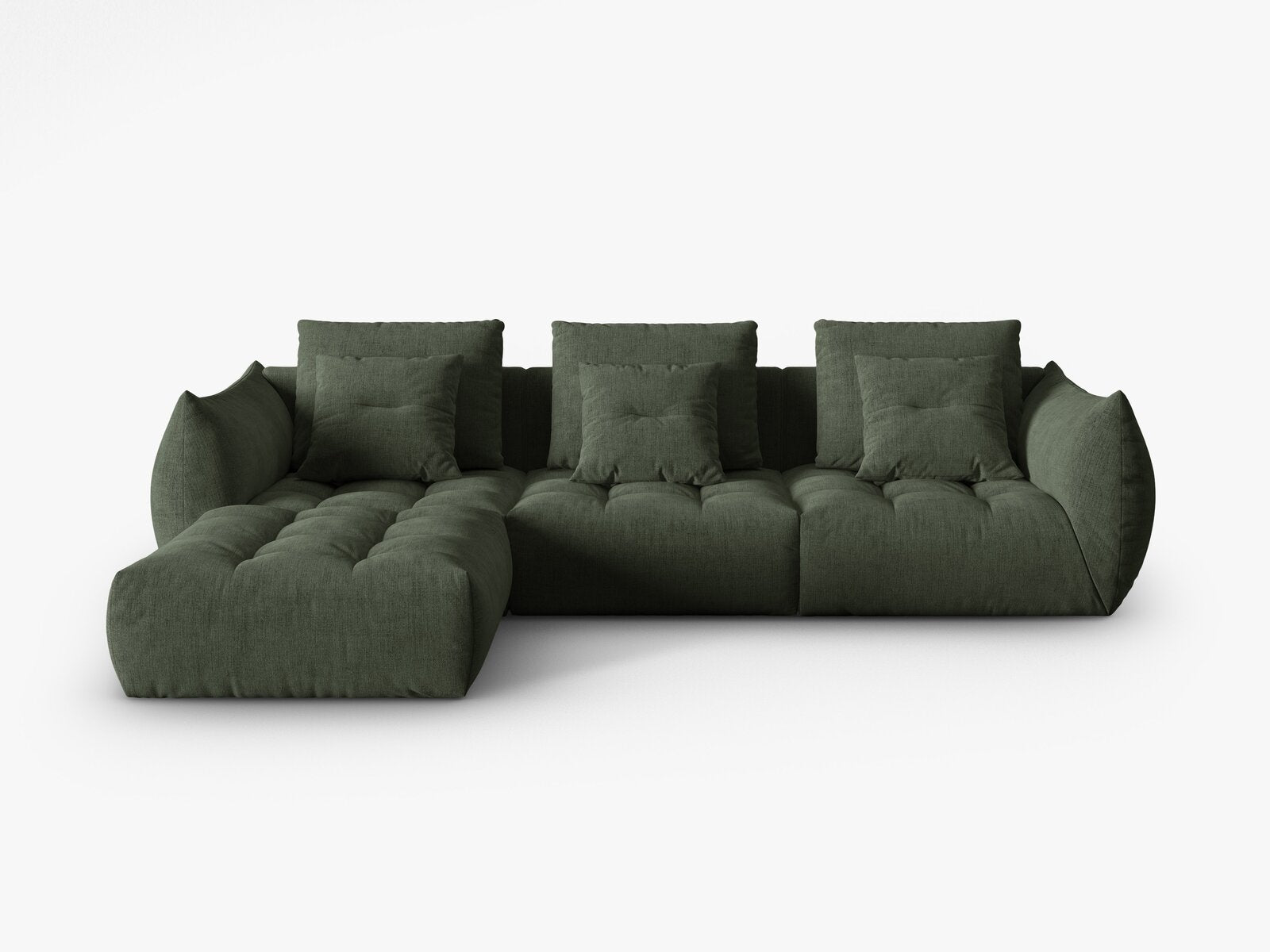 Micadoni Ecksofa Bloom 2-Sitzer Strukturierter Stoff Wind Moßgrün