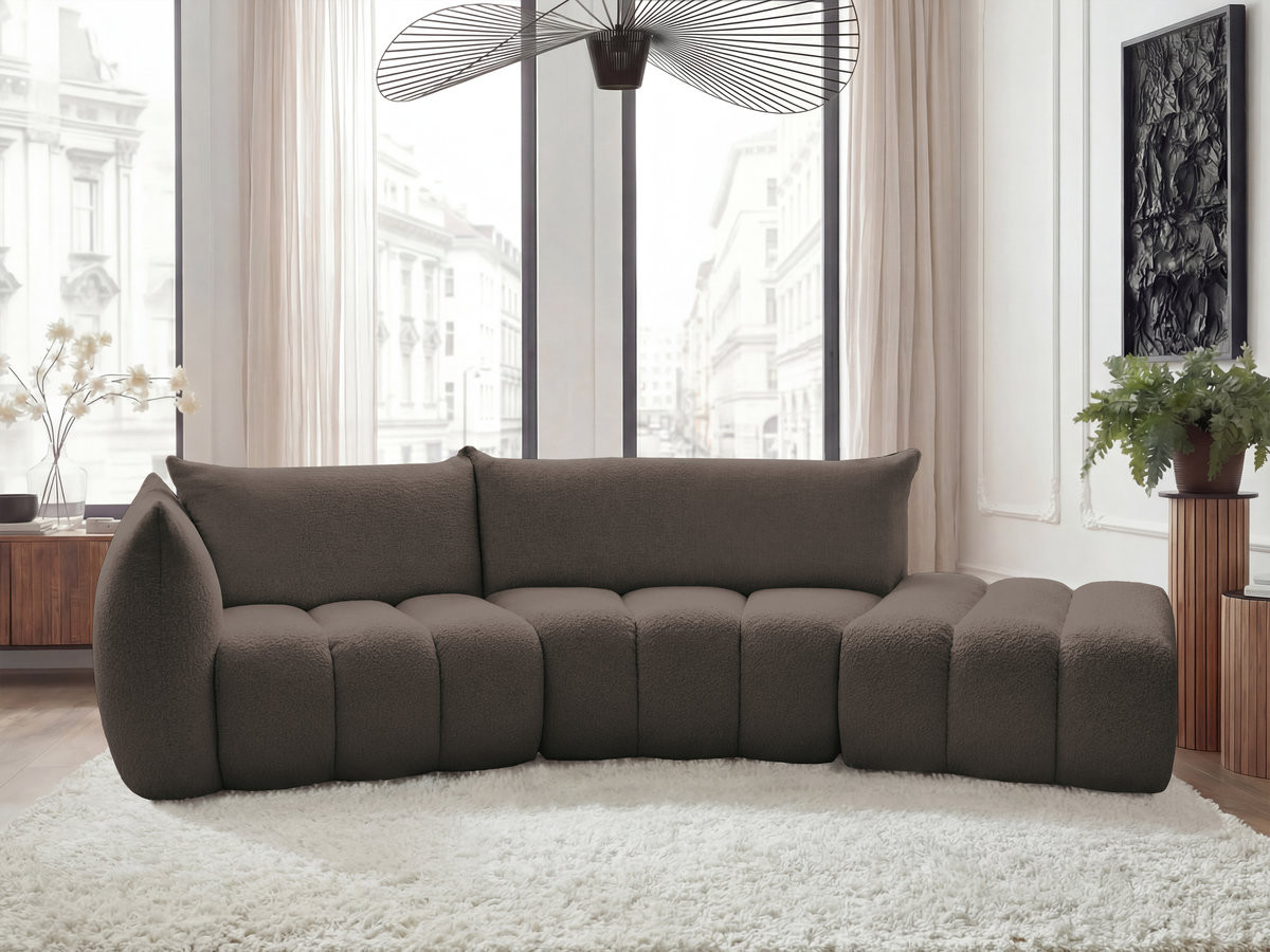 Bobochic Azra Ecksofa 325 × 112 cm Bouclé-Stoff Braun Ecke links