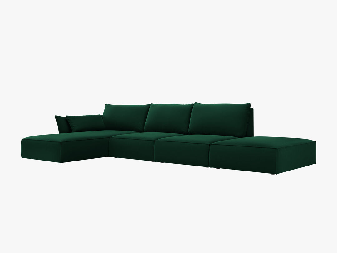 Micadoni Ecksofa Kaelle 5-Sitzer Links Samt Bluvel Flaschengrün