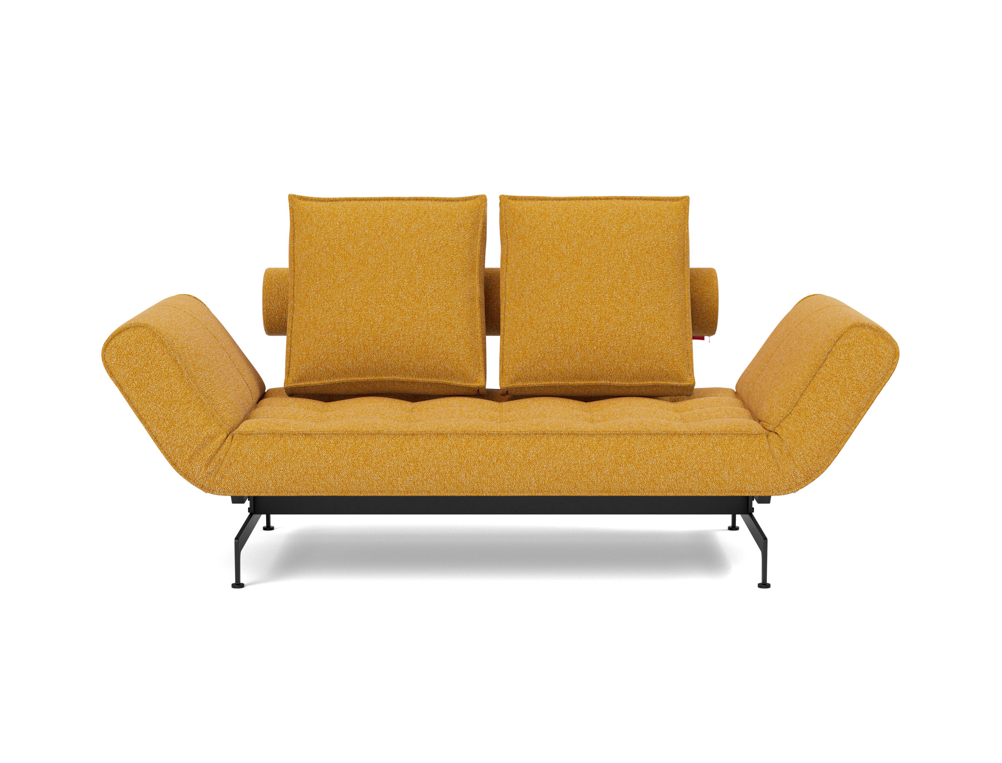 Tagesbett Ghia Boucle Skandi 536-Ochre Beine Laser schwarz