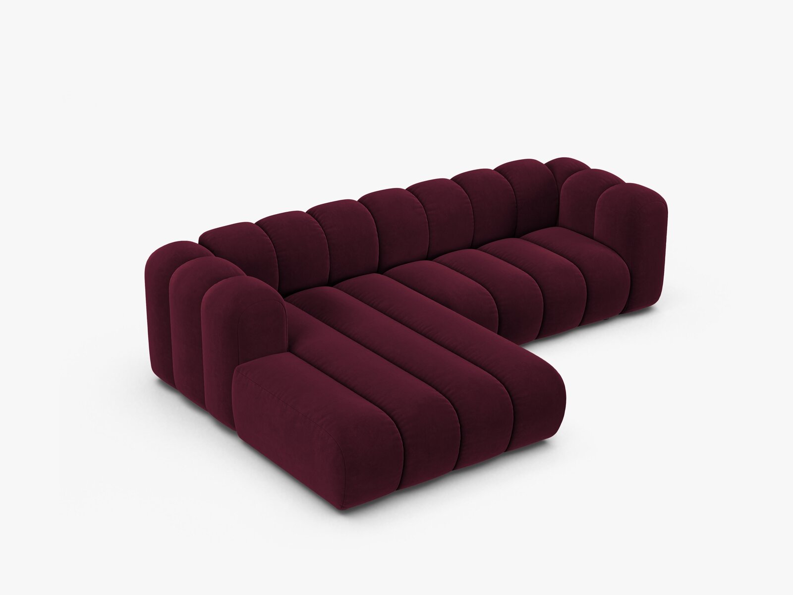 Micadoni Modulares Ecksofa Lupine 4-Sitzer mittelgroß Links Samt Venus Burgunder