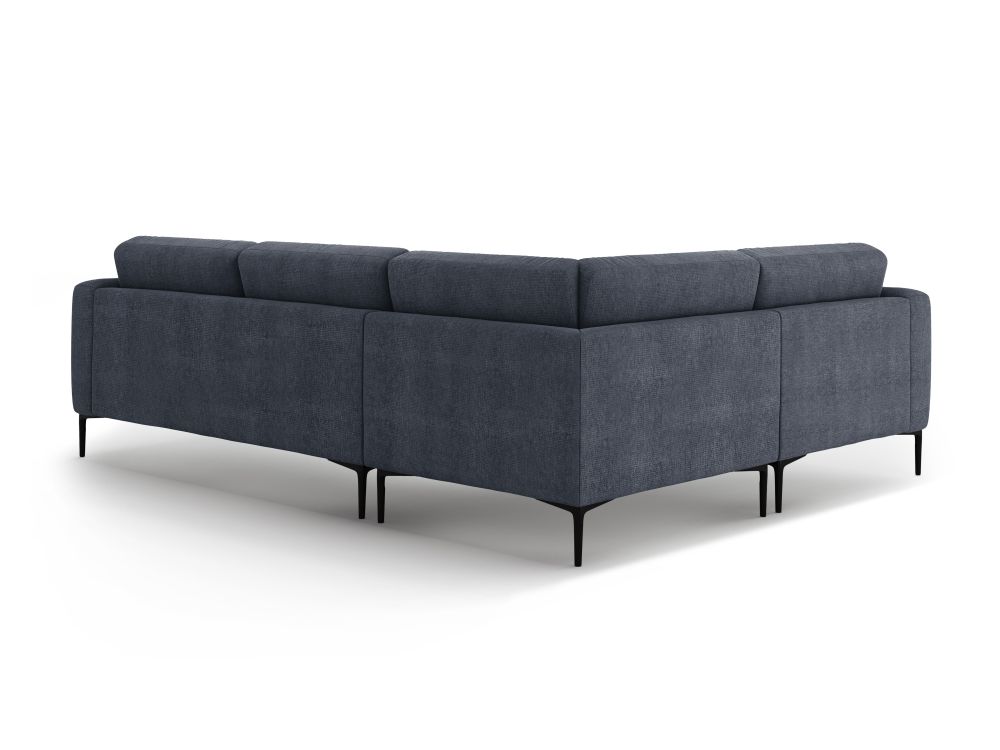 Cosmopolitan Design Ecksofa Lazio 4-Sitzer Strukturierter Stoff Sorella Dunkelblau Links