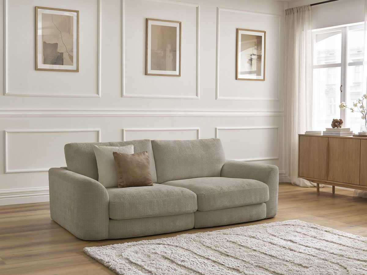 Bobochic Leonore Sofa 3-Sitzer Strukturstoff Taupe