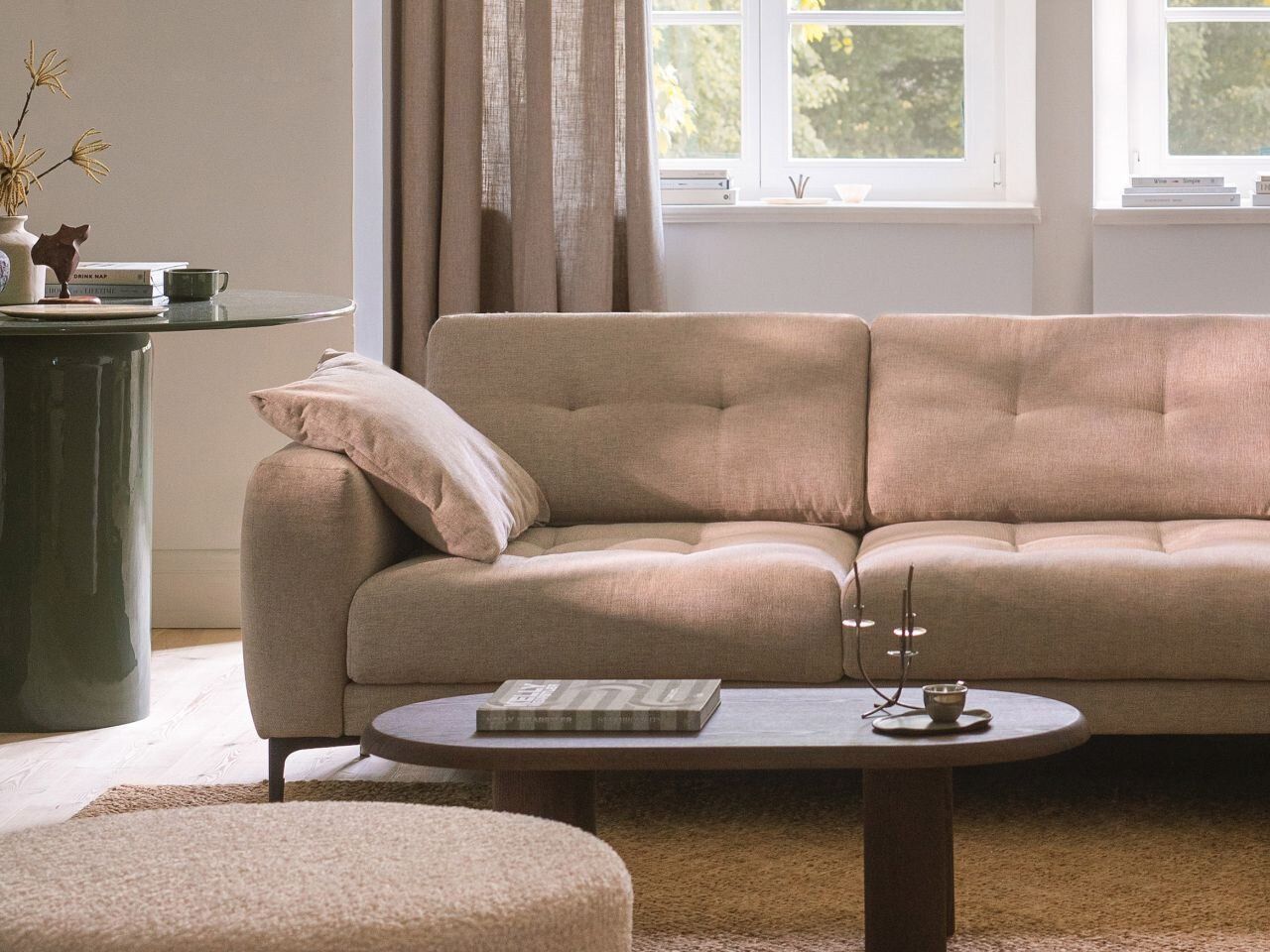 Micadoni Sofa Bemy 2-Sitzer Strukturierter Stoff Grau