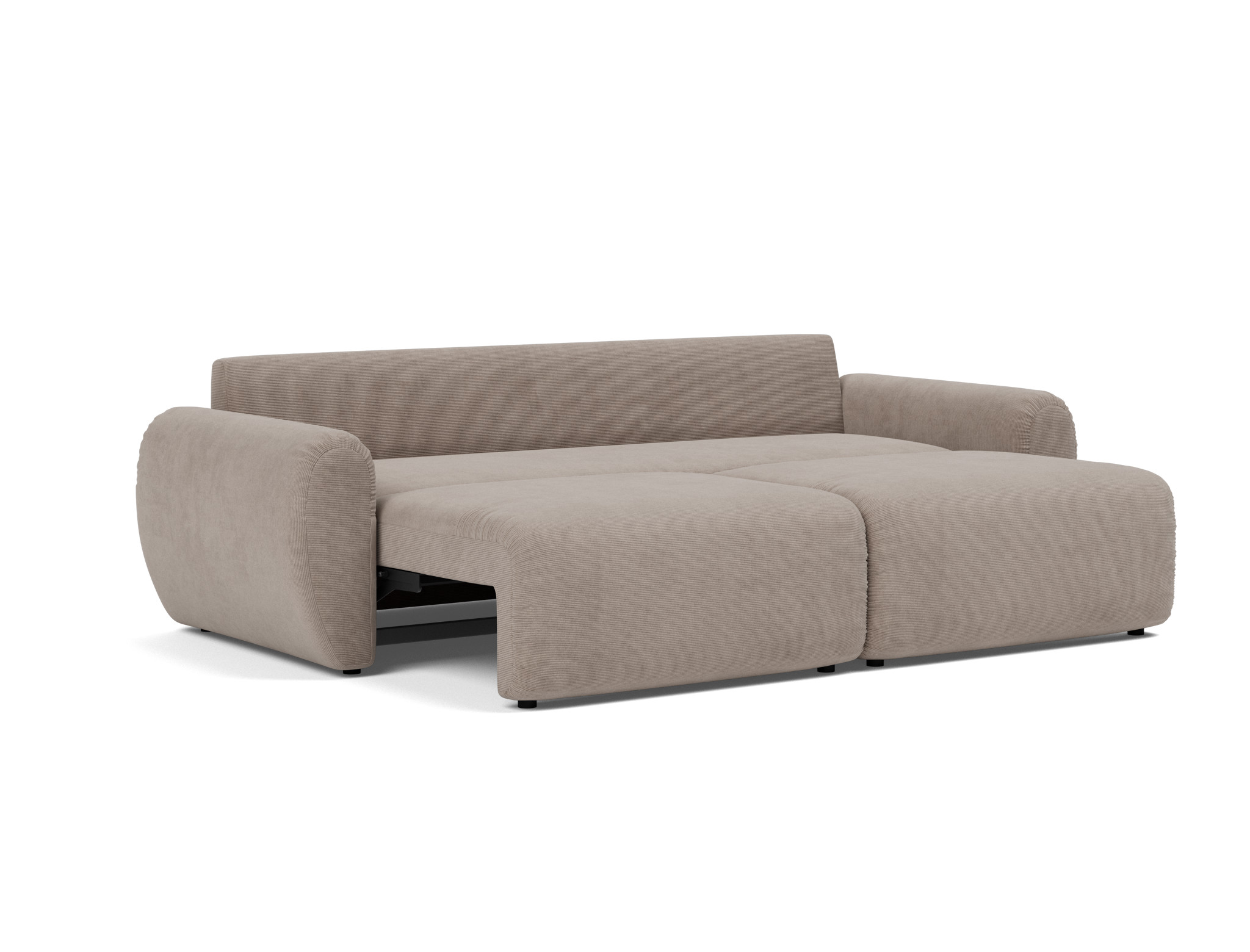 Schlafsofa Norum mit Curve-Armlehnen Kord Cordufine 318-Beige