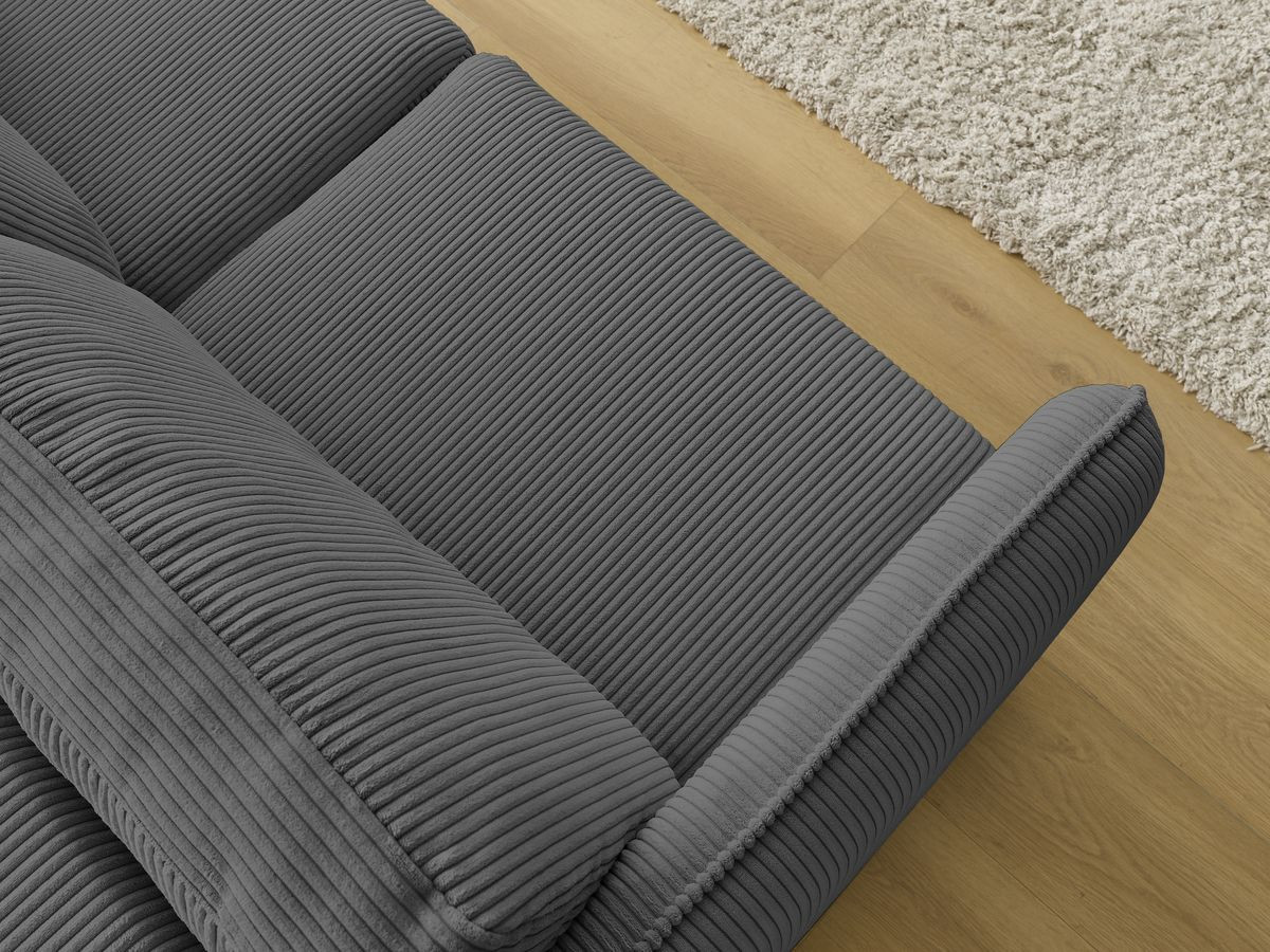 Bobochic Lenny Schlafsofa 3-Sitzer Cordsamt Dunkelgrau